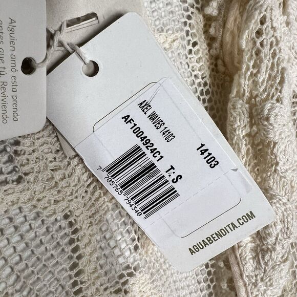 NEW Agua Bendita x Revolve Axel Crochet Floral Button Front Top in cream - Picture 5 of 7